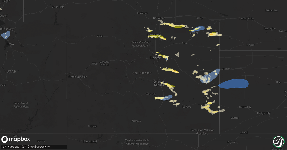Hail map in Colorado on August 3, 2023