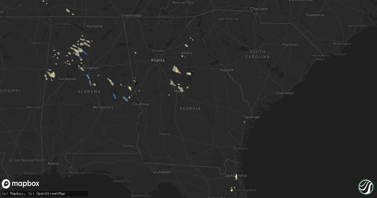 Hail map in Georgia on August 3, 2023