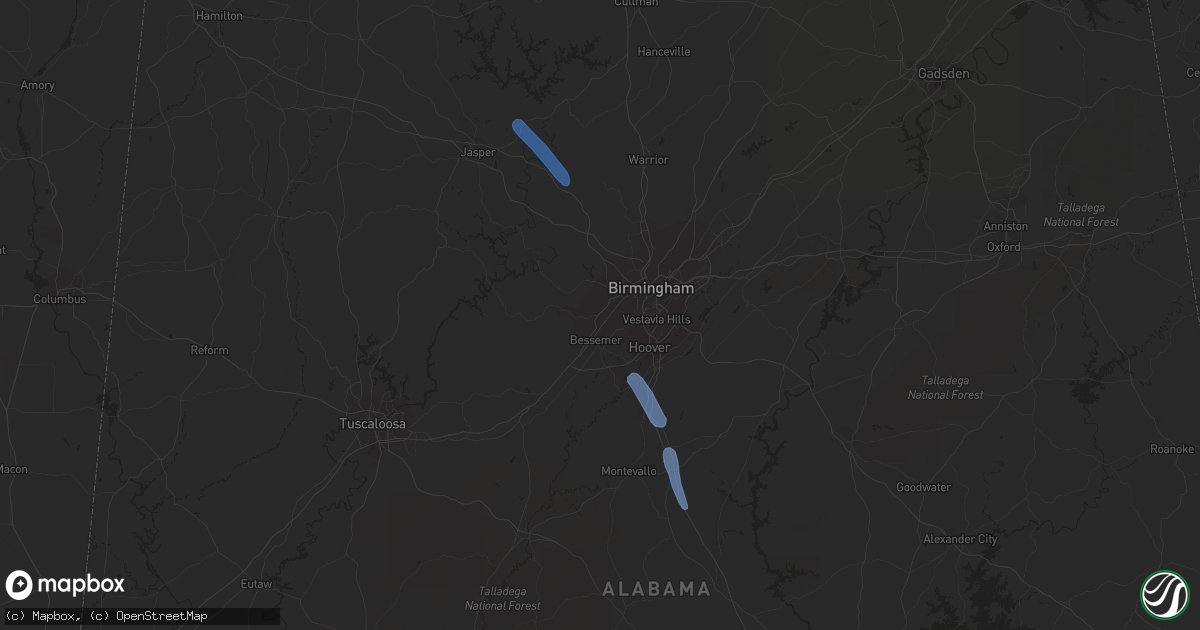 Hail map in Hastings, FL on August 3, 2023