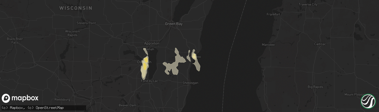 Hail map in Manitowoc, WI on August 3, 2023