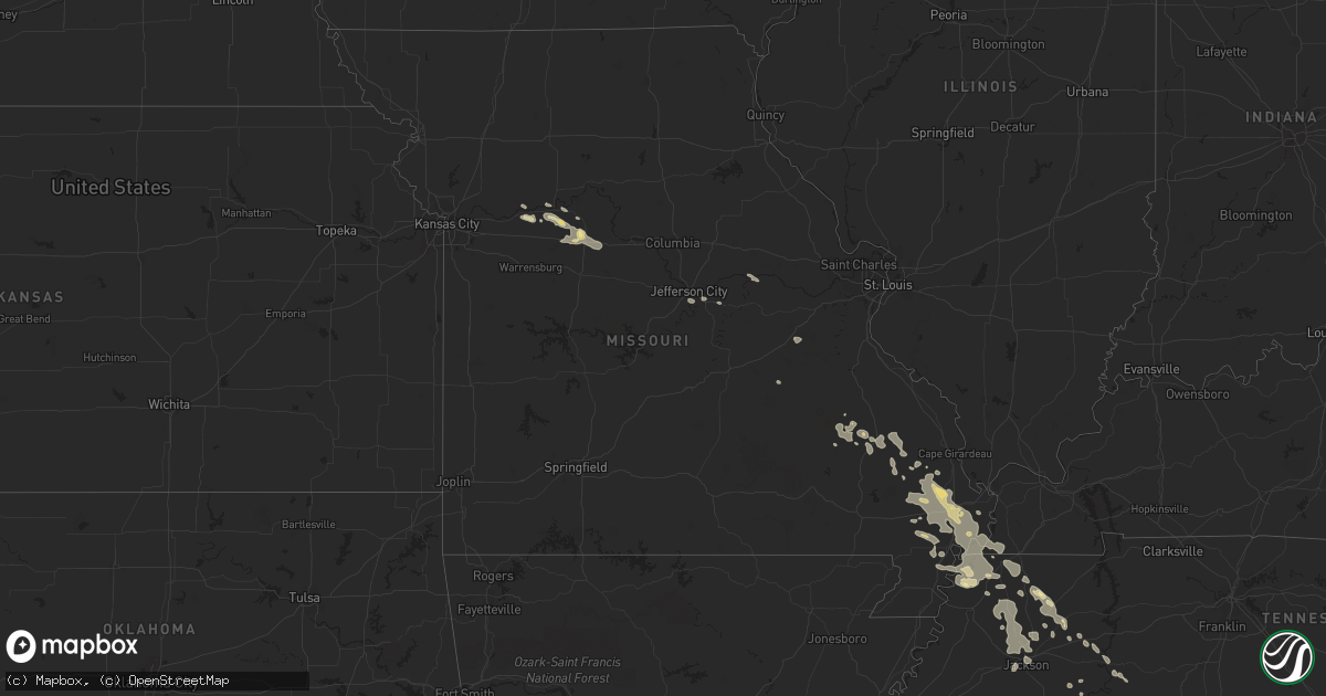 Hail map in Missouri on August 3, 2023