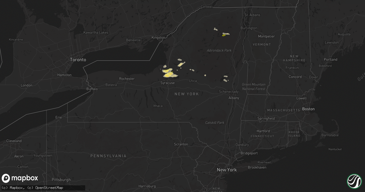 Hail map in New York on August 3, 2023