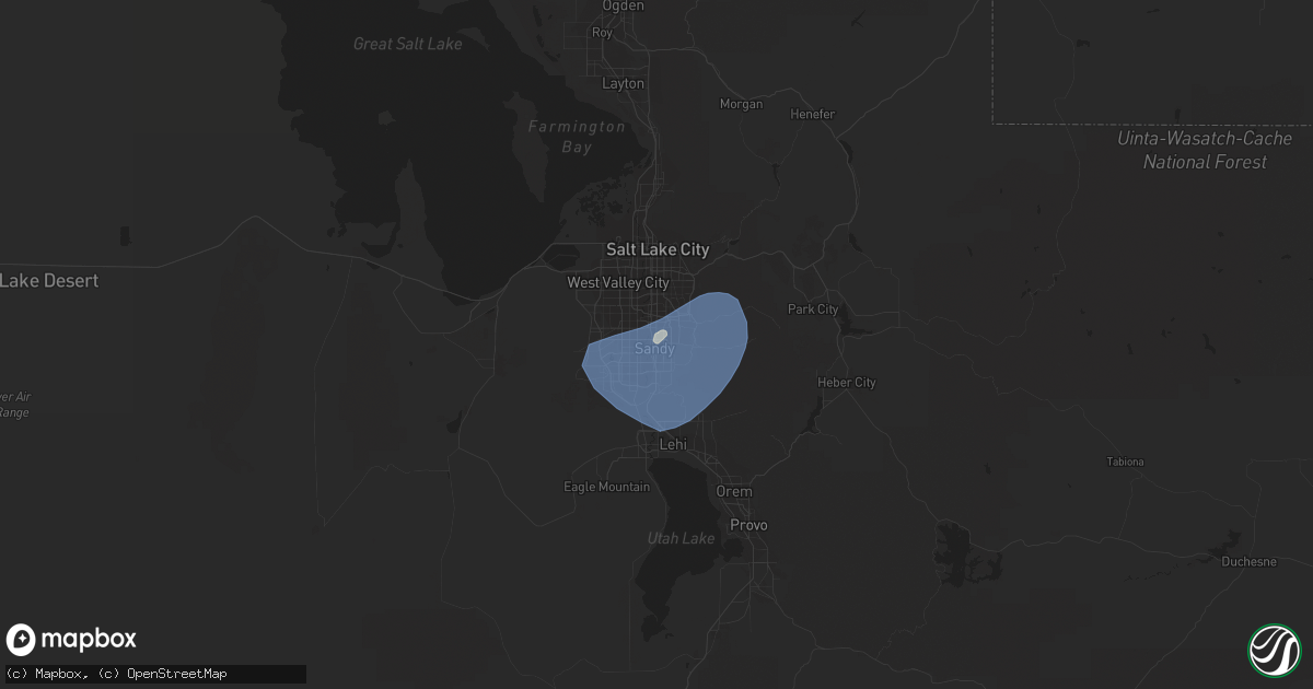 Hail map in Sandy, UT on August 3, 2023