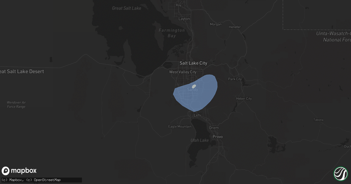 Hail map in South Jordan, UT on August 3, 2023