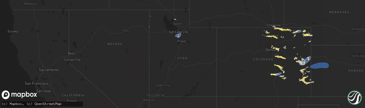 Hail map in Utah on August 3, 2023