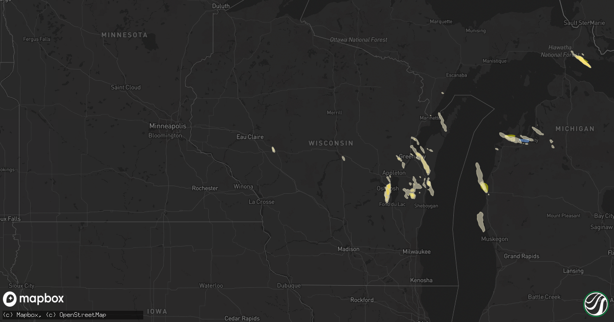 Hail map in Wisconsin on August 3, 2023
