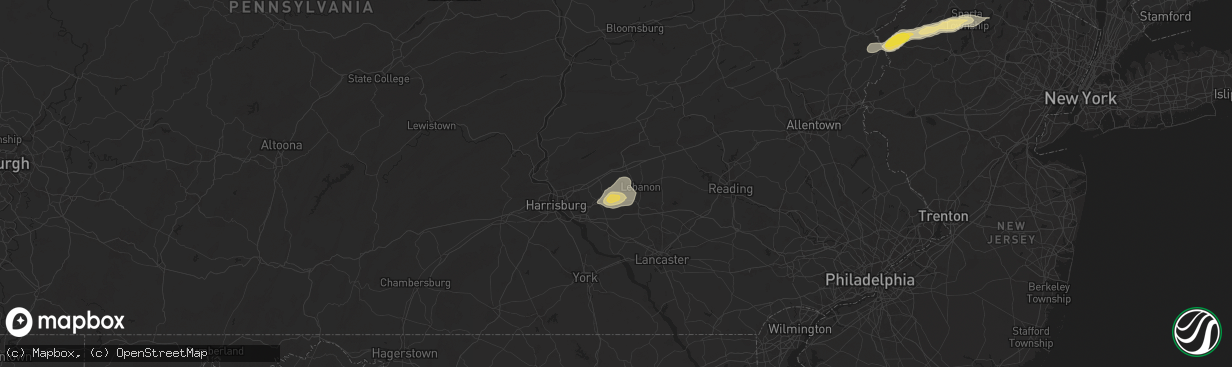 Hail map in Annville, PA on August 3, 2024