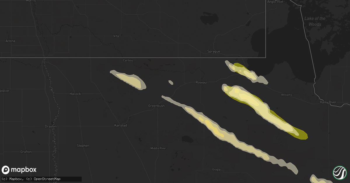 Hail map in Badger, MN on August 3, 2024