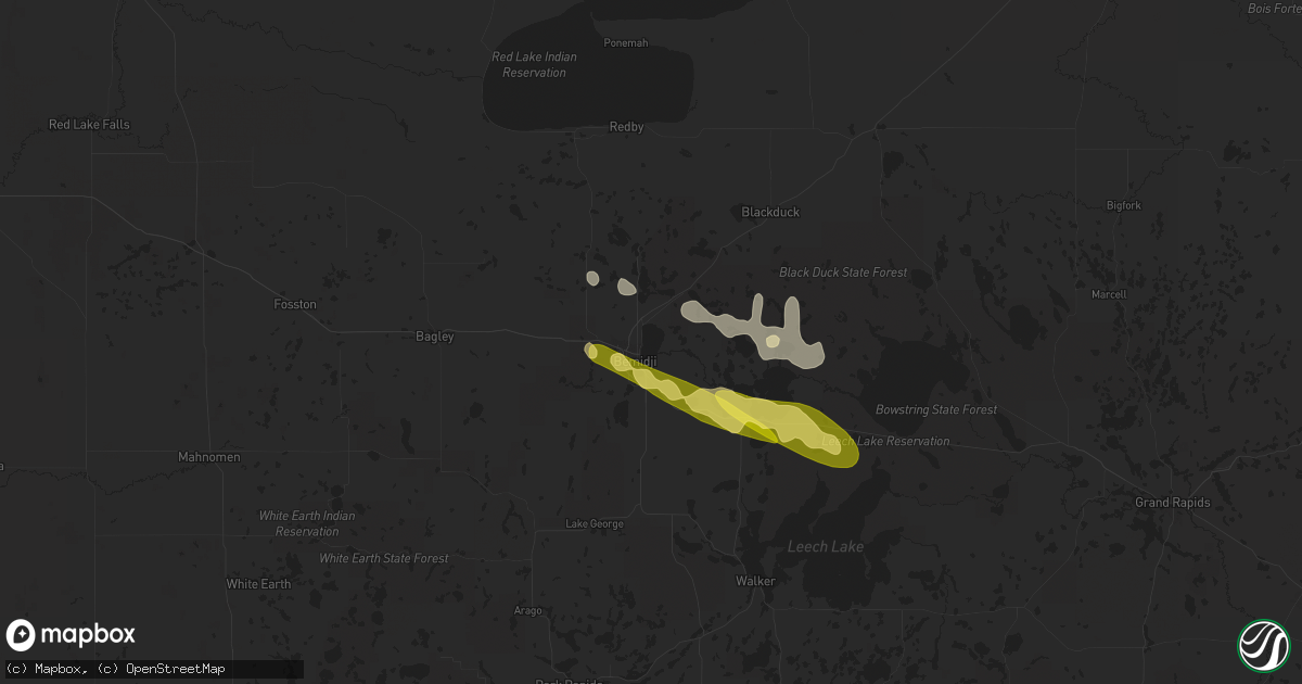 Hail map in Bemidji, MN on August 3, 2024