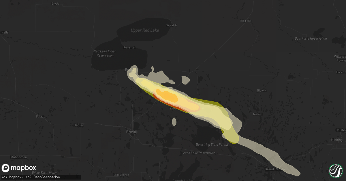 Hail map in Blackduck, MN on August 3, 2024