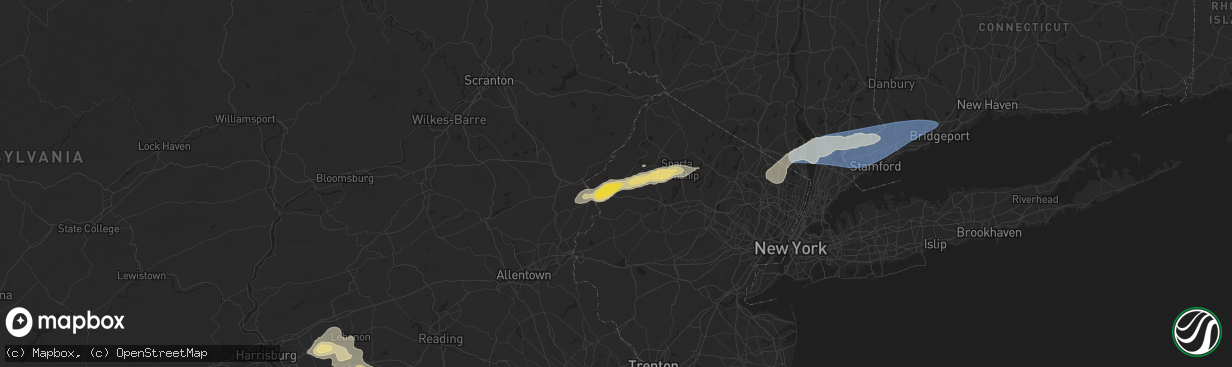 Hail map in Blairstown, NJ on August 3, 2024