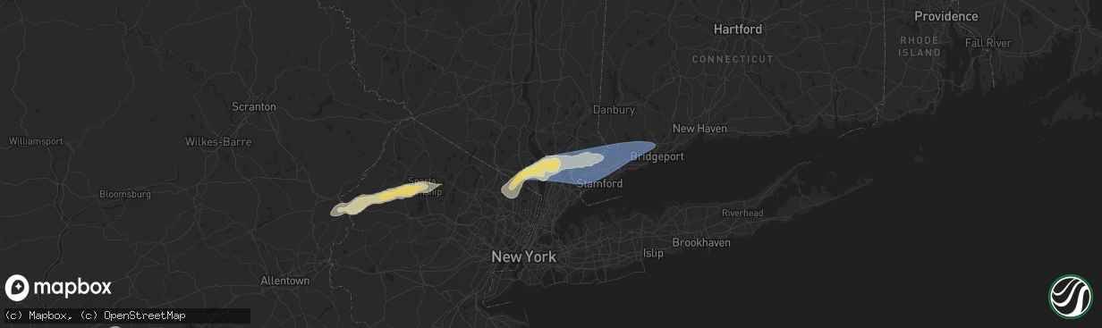 Hail map in Briarcliff Manor, NY on August 3, 2024