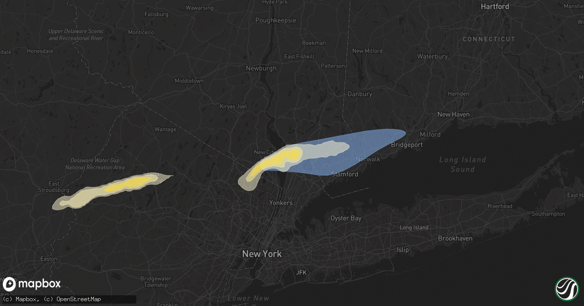 Hail map in Briarcliff Manor, NY on August 3, 2024