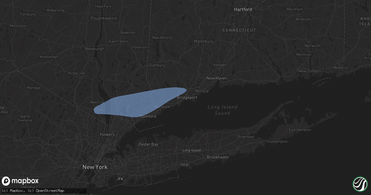 Hail map in Bridgeport, CT on August 3, 2024