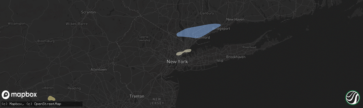 Hail map in Bronx, NY on August 3, 2024