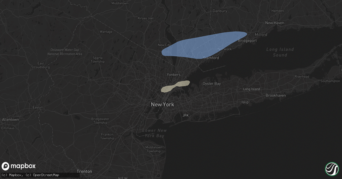 Hail map in Bronx, NY on August 3, 2024