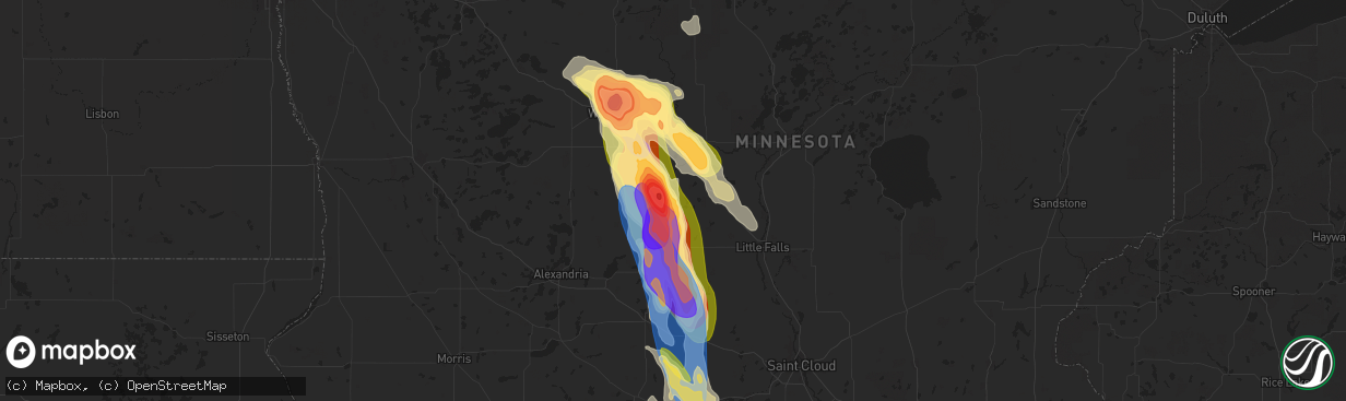 Hail map in Browerville, MN on August 3, 2024