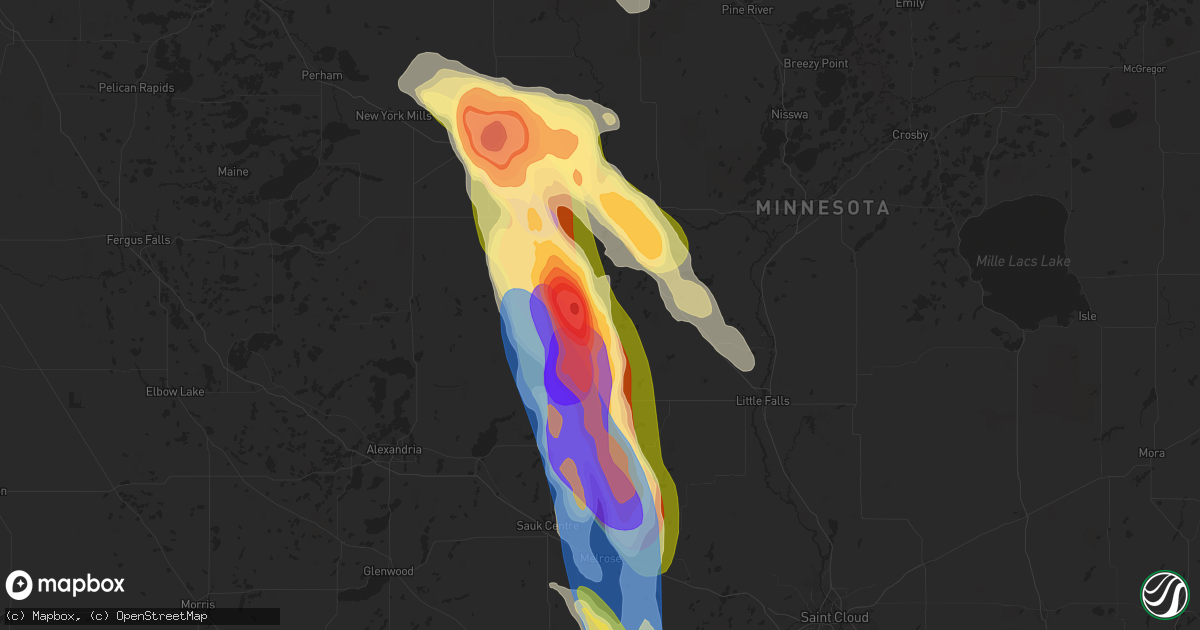 Hail map in Browerville, MN on August 3, 2024