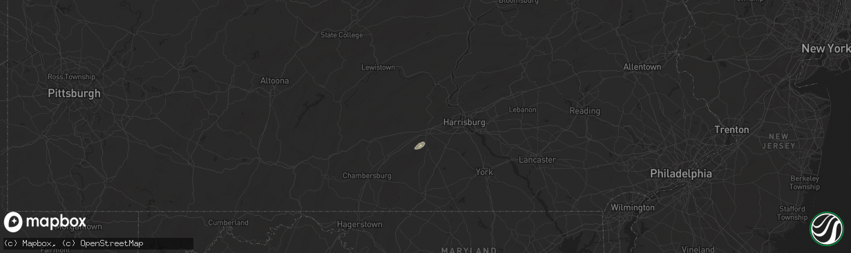 Hail map in Carlisle, PA on August 3, 2024