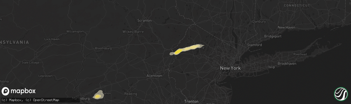 Hail map in Columbia, NJ on August 3, 2024