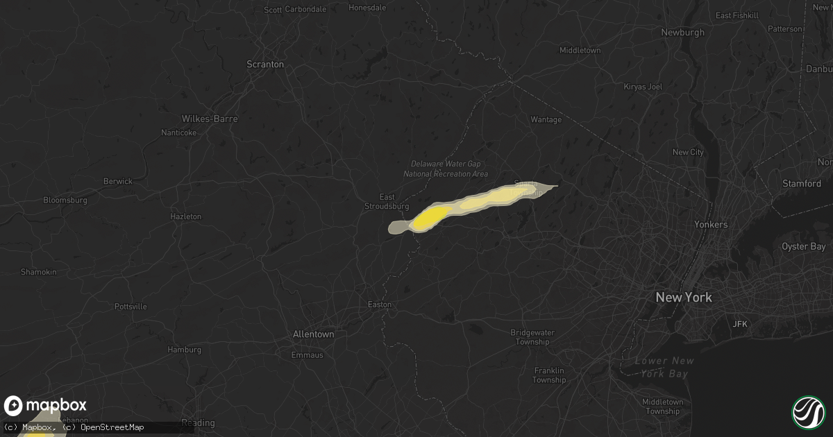 Hail map in Columbia, NJ on August 3, 2024