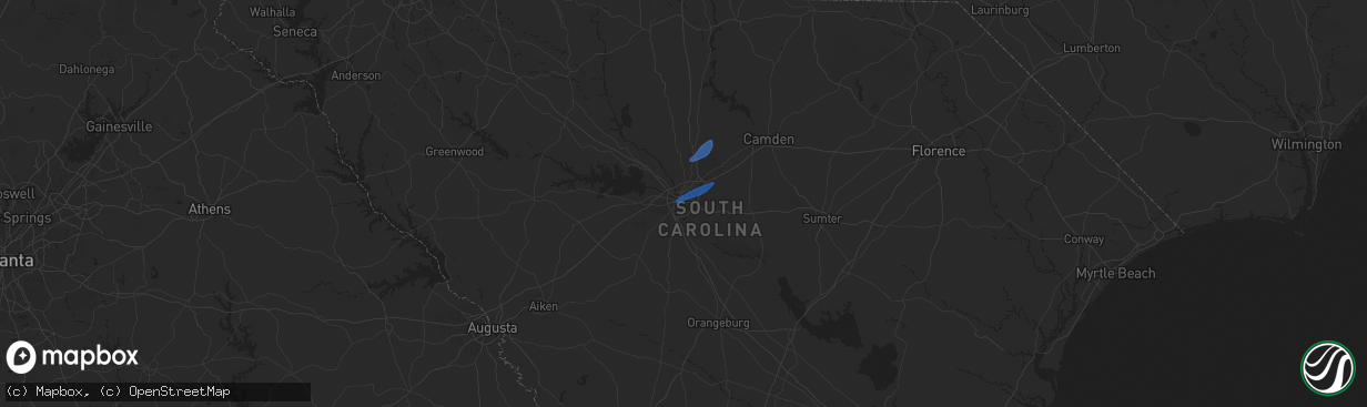 Hail map in Columbia, SC on August 3, 2024