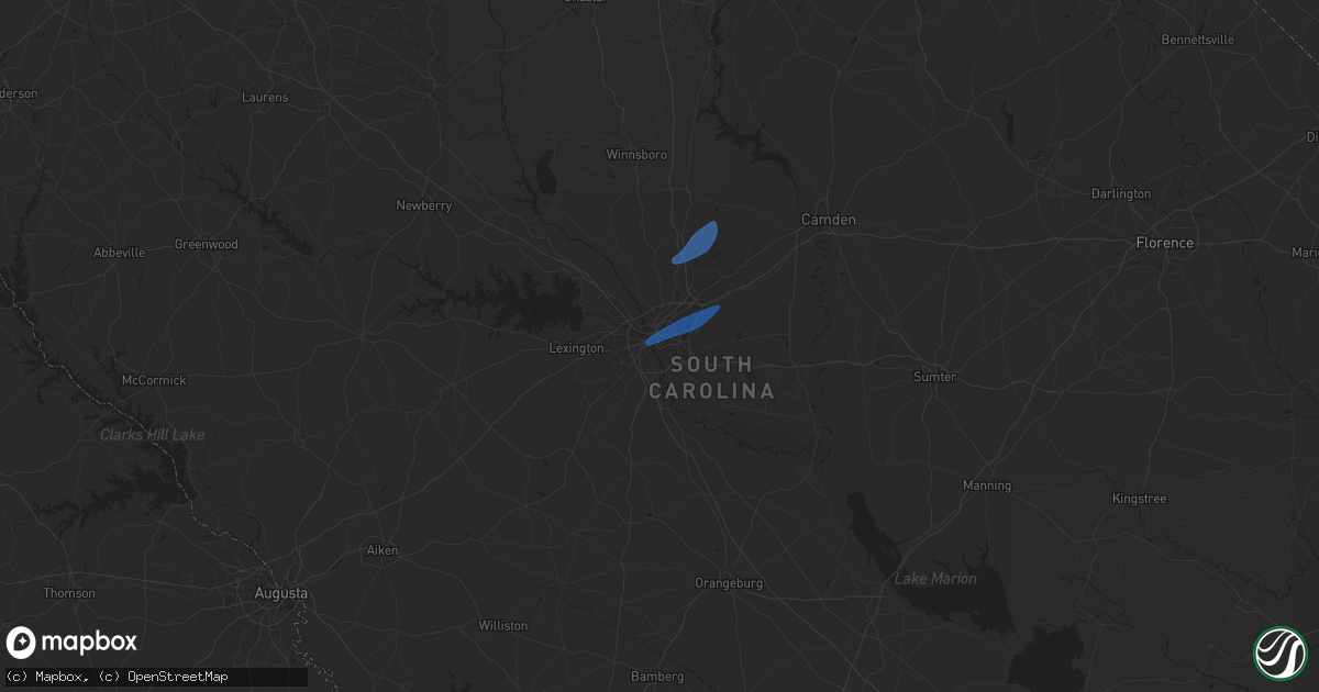 Hail map in Columbia, SC on August 3, 2024