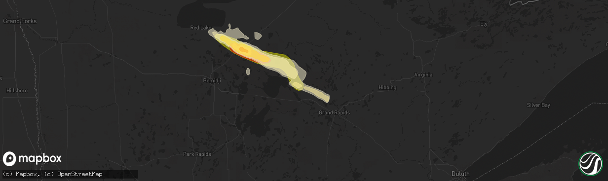 Hail map in Deer River, MN on August 3, 2024