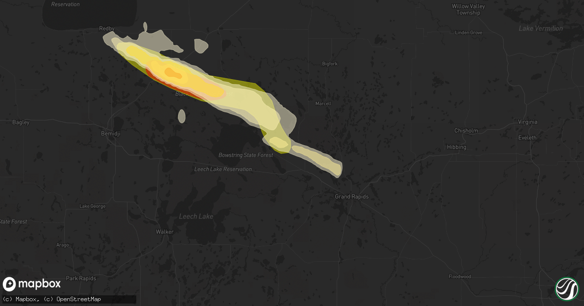 Hail map in Deer River, MN on August 3, 2024