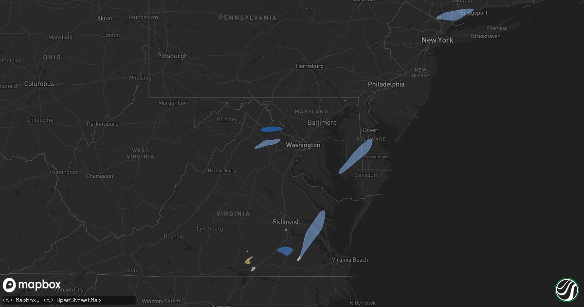Hail map in Delaware on August 3, 2024