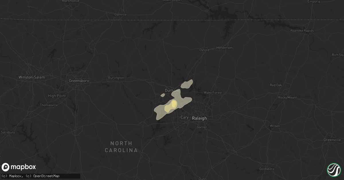 Hail map in Durham, NC on August 3, 2024