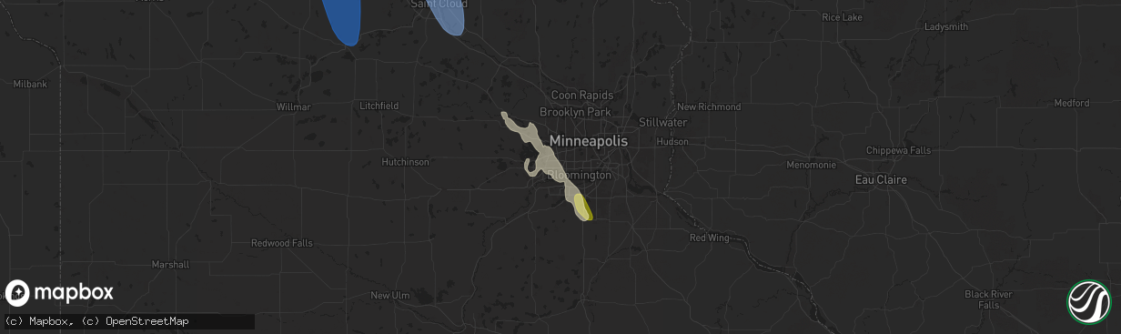 Hail map in Eden Prairie, MN on August 3, 2024