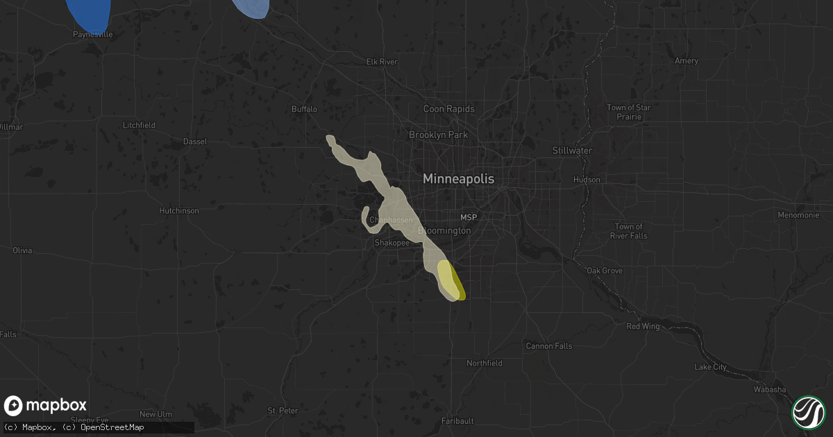 Hail map in Eden Prairie, MN on August 3, 2024