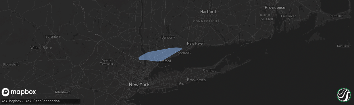 Hail map in Fairfield, CT on August 3, 2024