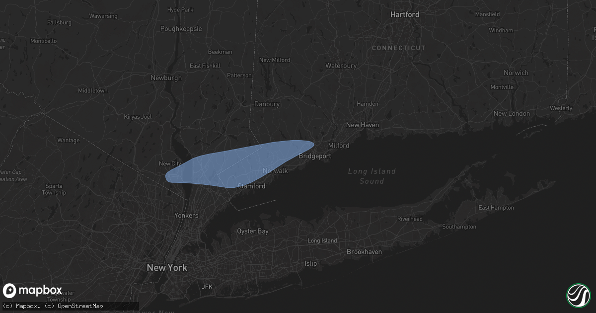 Hail map in Fairfield, CT on August 3, 2024