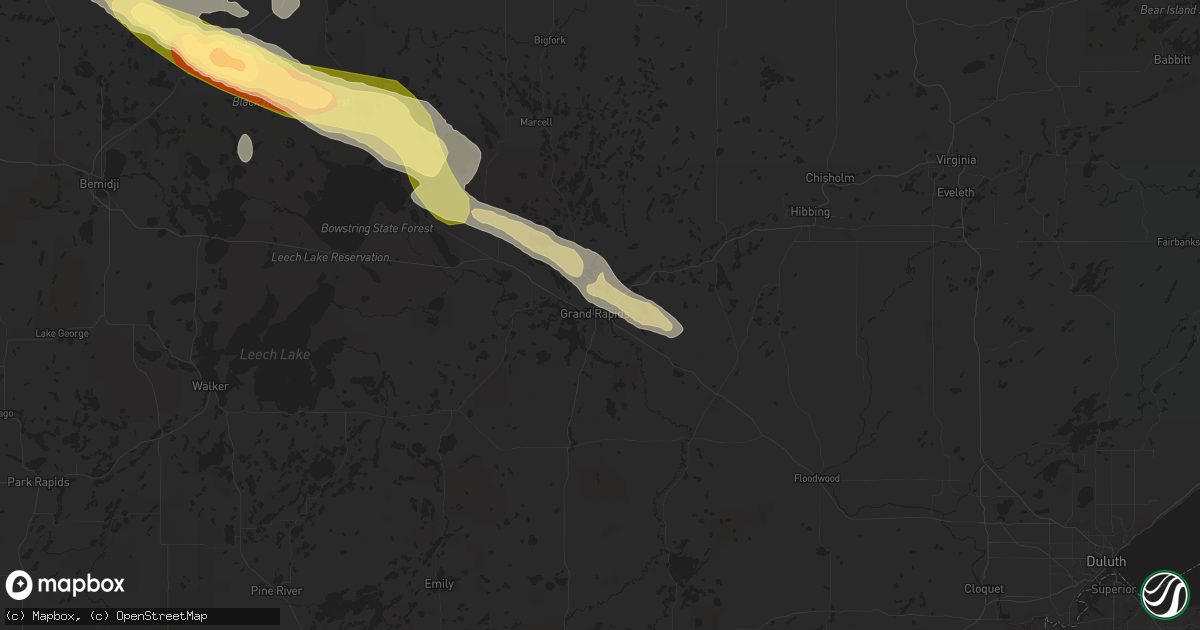 Hail map in Grand Rapids, MN on August 3, 2024