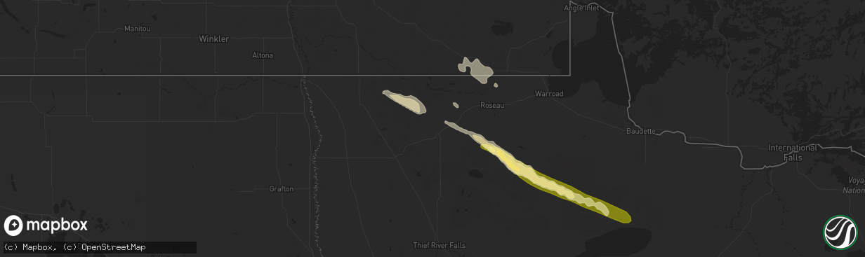 Hail map in Greenbush, MN on August 3, 2024