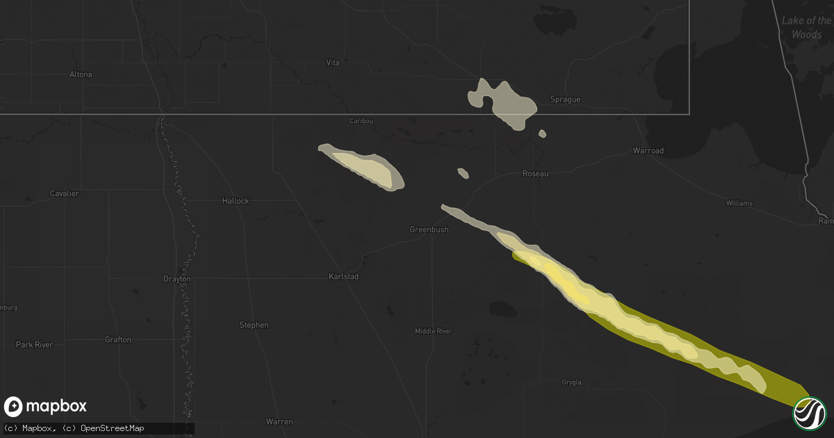 Hail map in Greenbush, MN on August 3, 2024