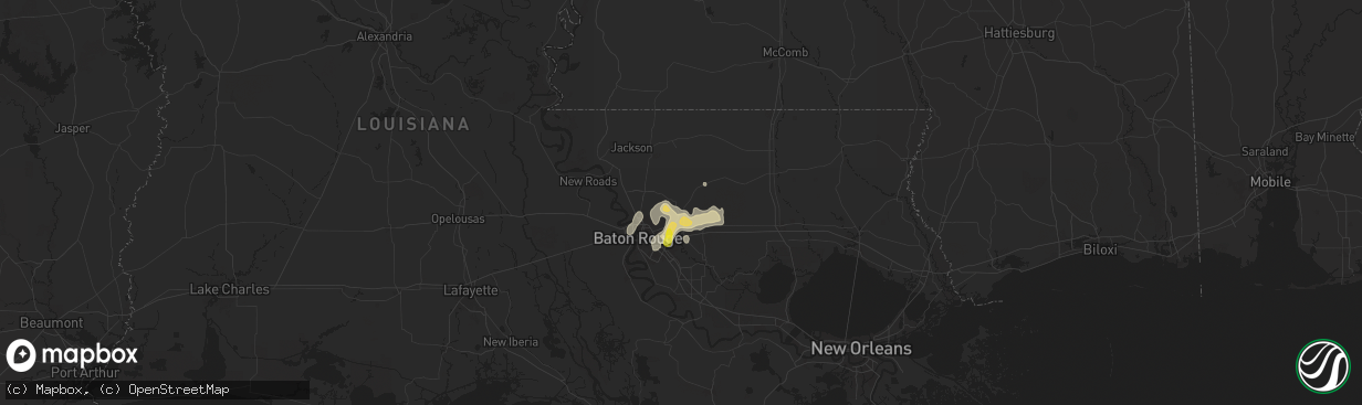 Hail map in Greenwell Springs, LA on August 3, 2024