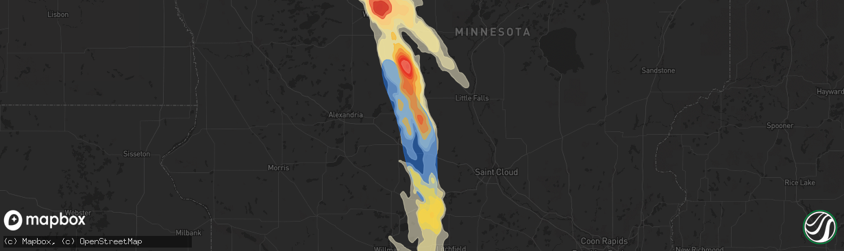 Hail map in Grey Eagle, MN on August 3, 2024