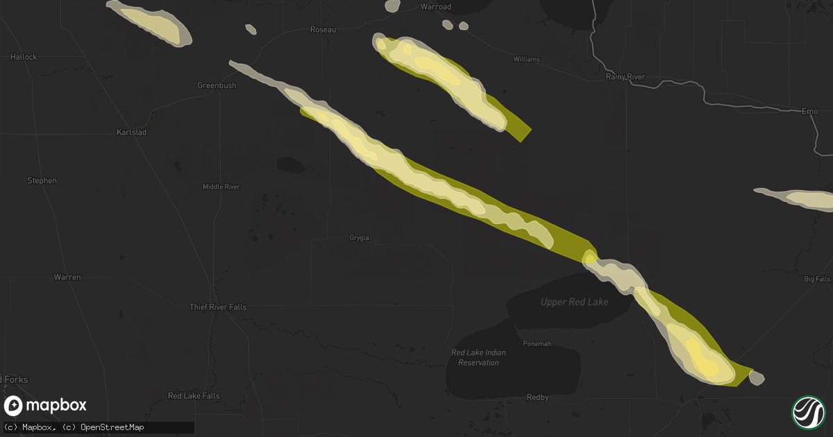 Hail map in Grygla, MN on August 3, 2024