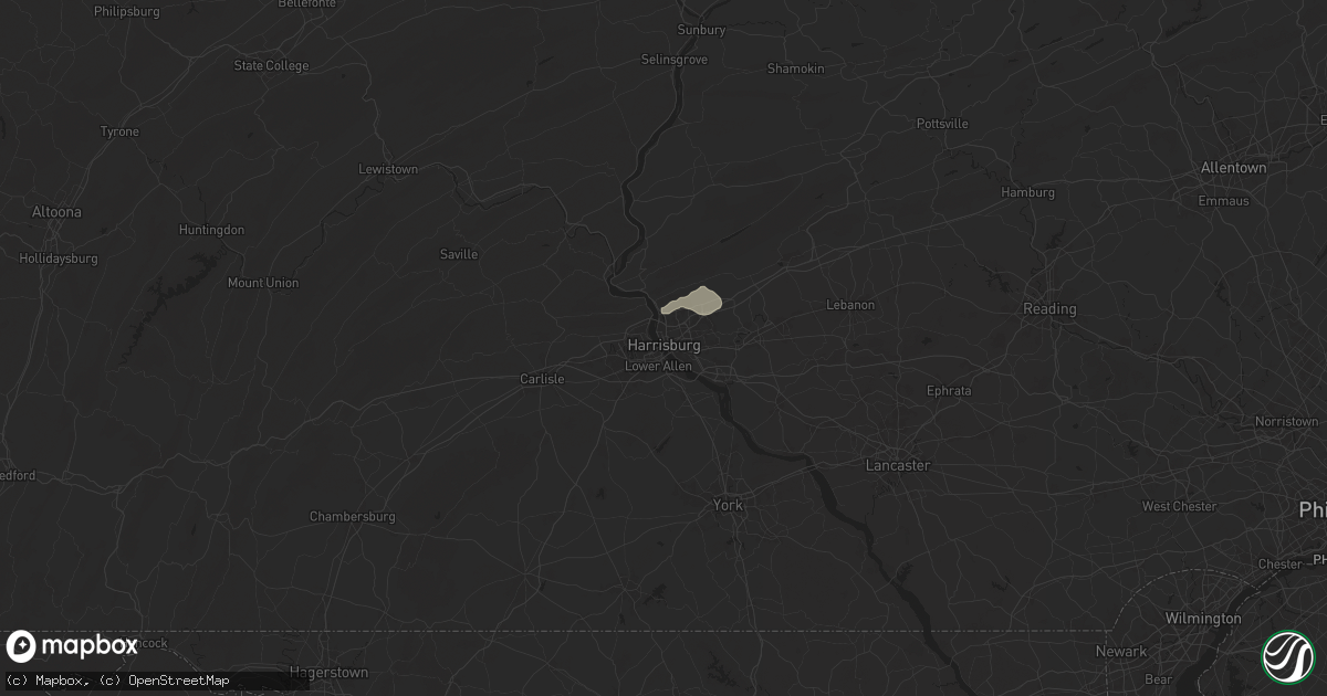 Hail map in Harrisburg, PA on August 3, 2024