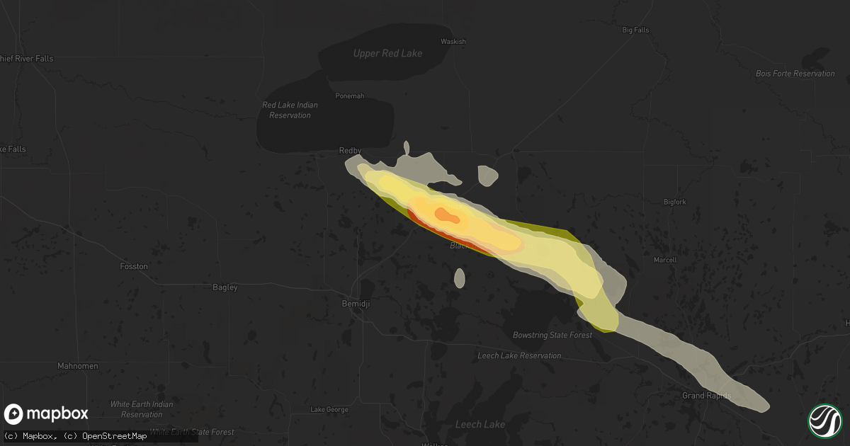 Hail map in Hines, MN on August 3, 2024