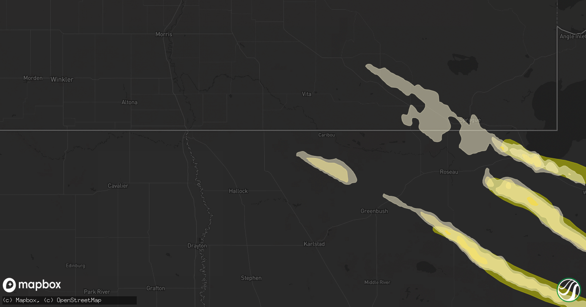 Hail map in Lancaster, MN on August 3, 2024