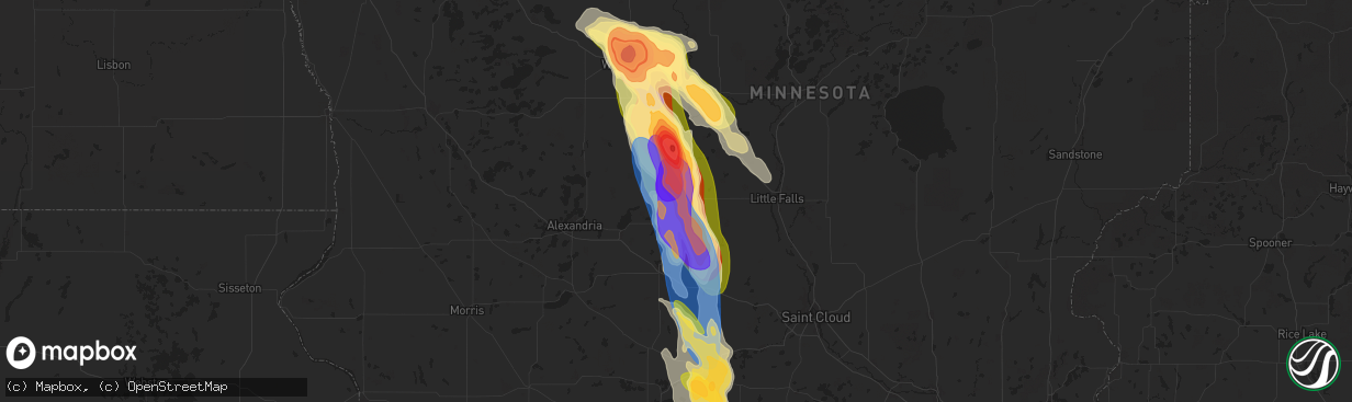 Hail map in Long Prairie, MN on August 3, 2024