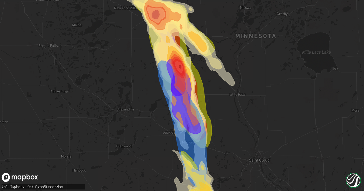 Hail map in Long Prairie, MN on August 3, 2024