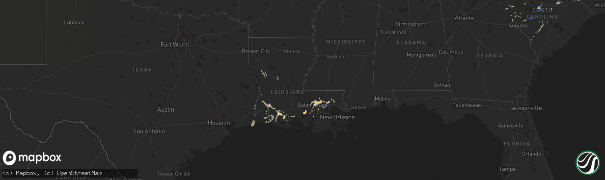 Hail map in Louisiana on August 3, 2024