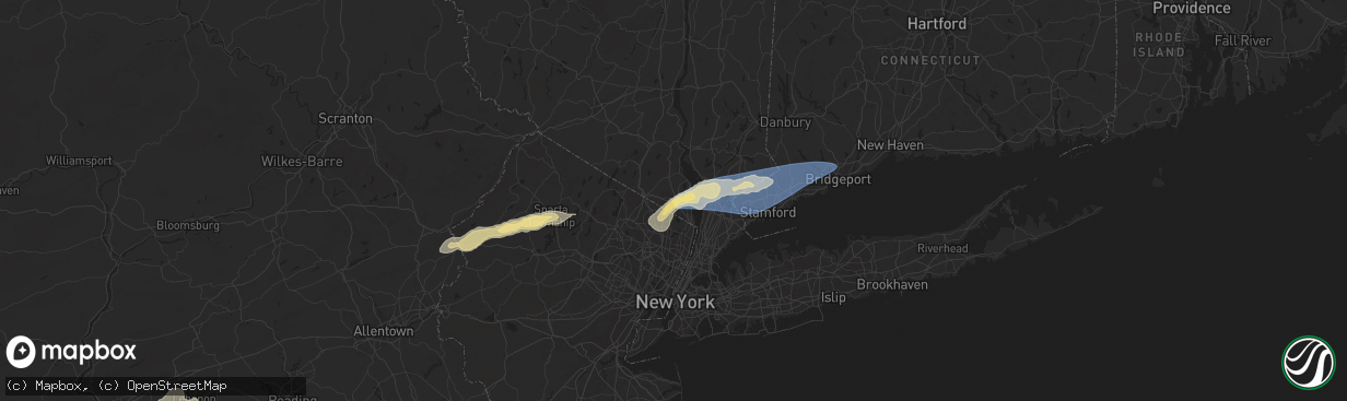 Hail map in Nanuet, NY on August 3, 2024