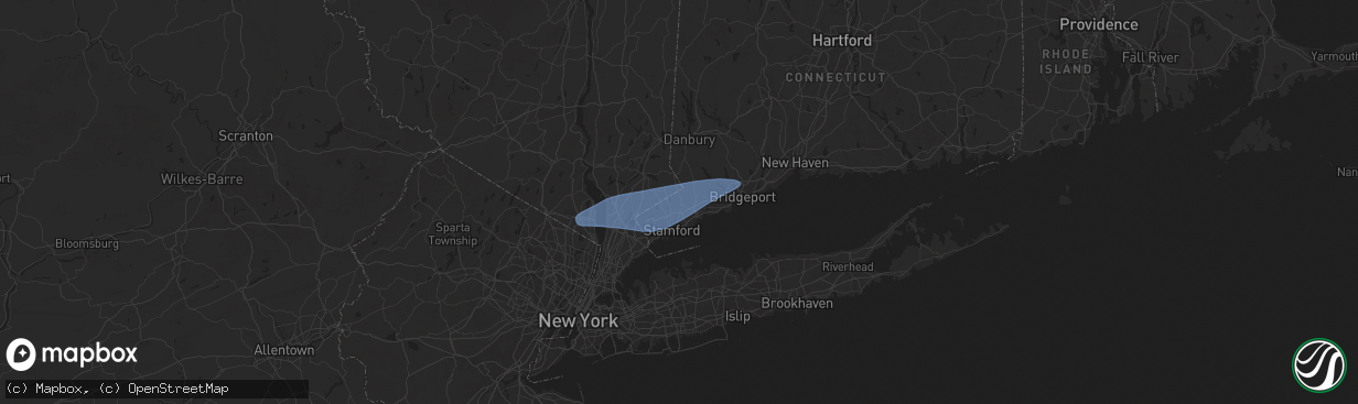 Hail map in New Canaan, CT on August 3, 2024