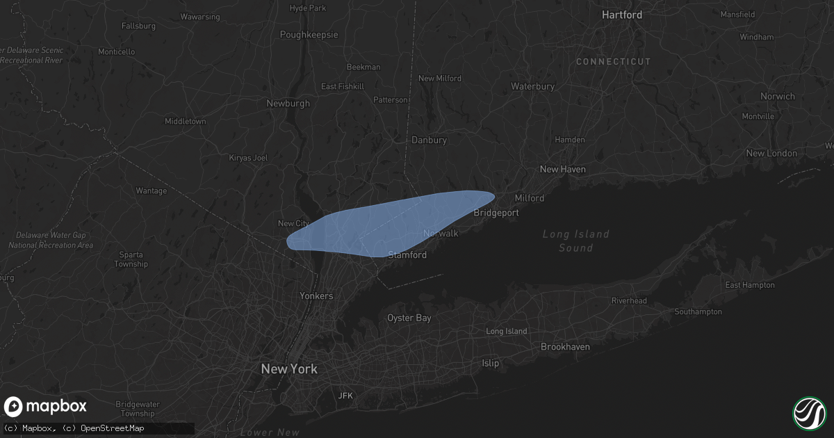 Hail map in New Canaan, CT on August 3, 2024